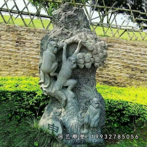 大理石公园猴子动物雕塑