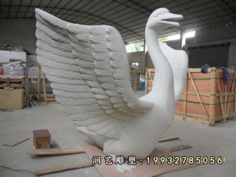 城市大理石天鹅动物雕塑