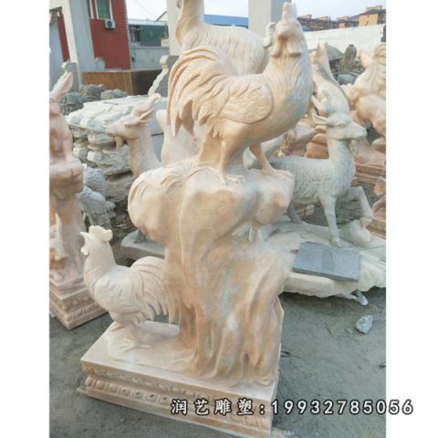 晚霞红鸡雕塑