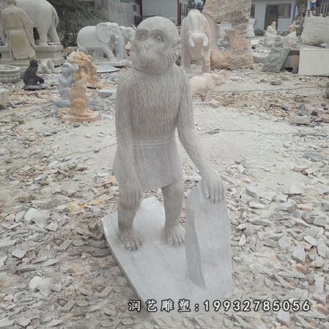 大理石城市猴子雕塑