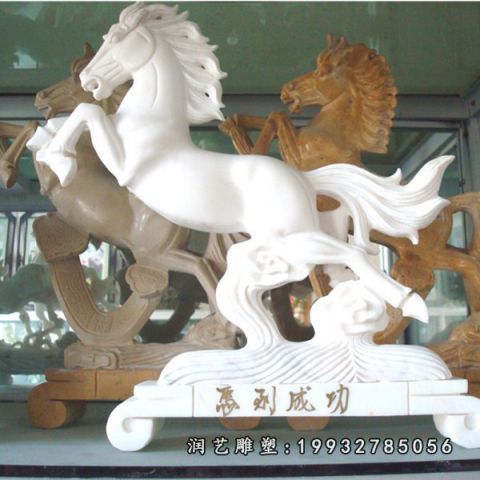 酒店大理石马动物雕塑