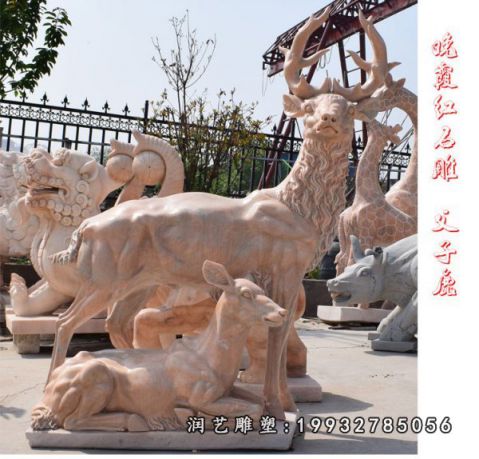 晚霞红鹿雕塑