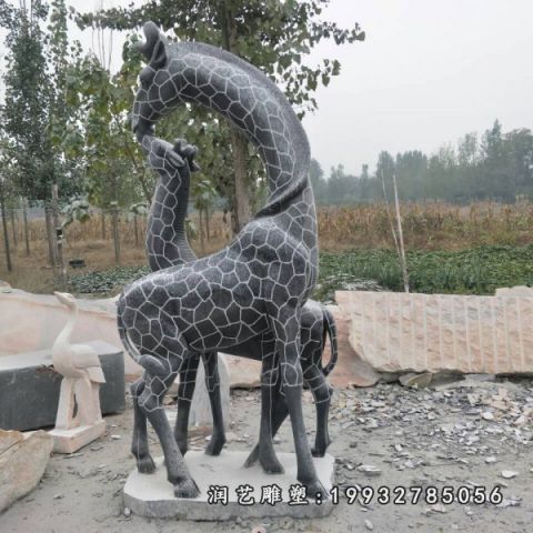 城市动物大理石长颈鹿雕塑