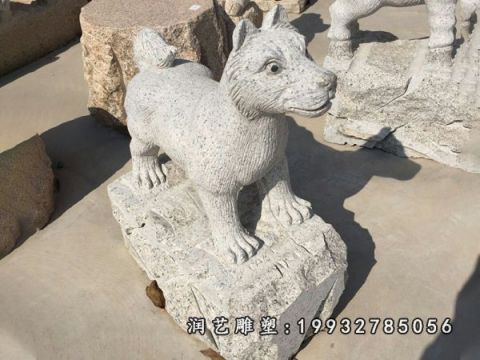 小区大理石狗动物雕塑