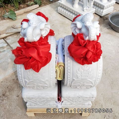 企业大理石抱鼓石景观雕塑