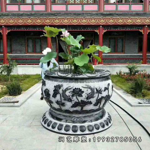 小区大理石鱼缸景观雕塑