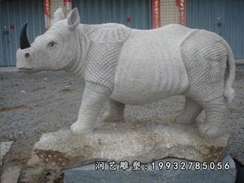 公园犀牛动物石雕