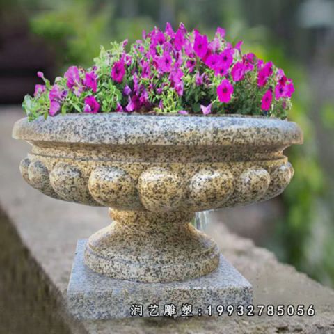 园林砂岩花盆景观石雕