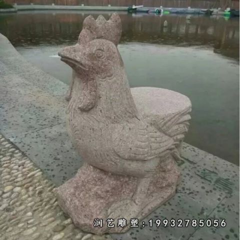 公园动物大理石鸡雕塑