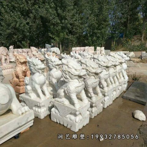 公园大理石动物麒麟雕塑