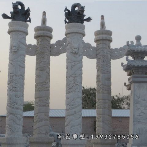 广场景观大理石龙柱雕塑