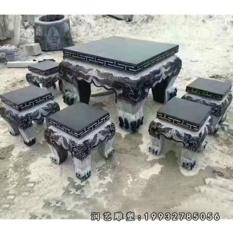 小区桌凳景观石雕