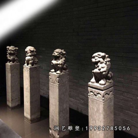 街道拴马桩景观石雕