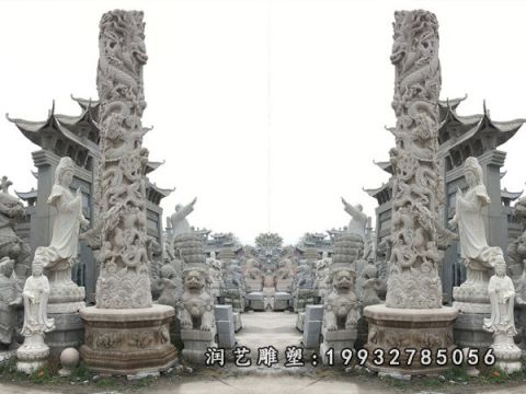 大理石龙柱城市景观雕塑