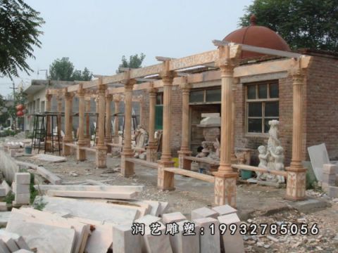校园晚霞红长廊雕塑