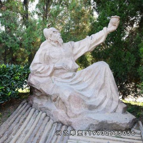 园林人物李白石雕