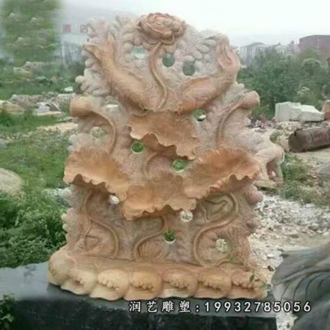 草坪景观荷花石雕