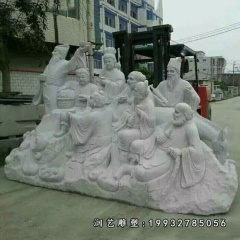 商业街八仙过海石雕人物