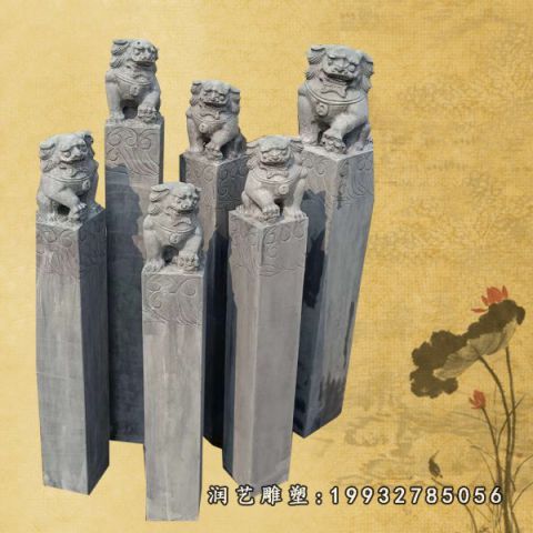 步行街景观拴马桩石雕