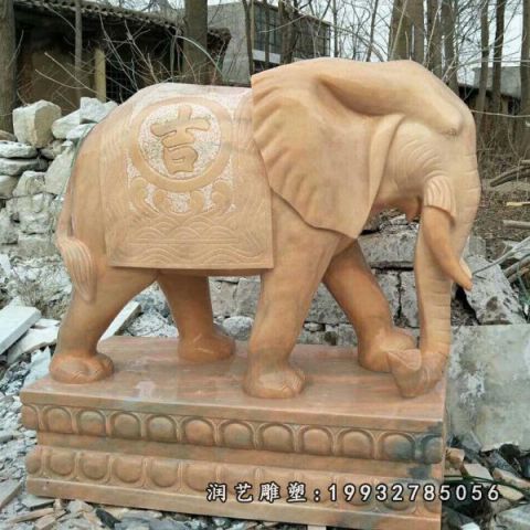 园林动物大象石雕
