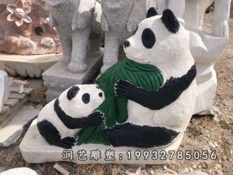 商场动物熊猫石雕