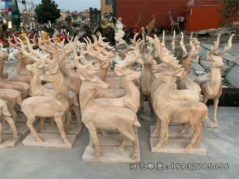 公寓鹿动物石雕