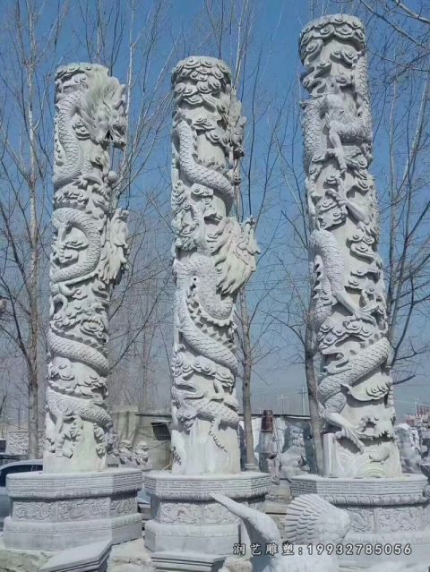 广场景观龙柱石雕