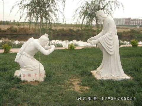 负荆请罪校园人物石雕