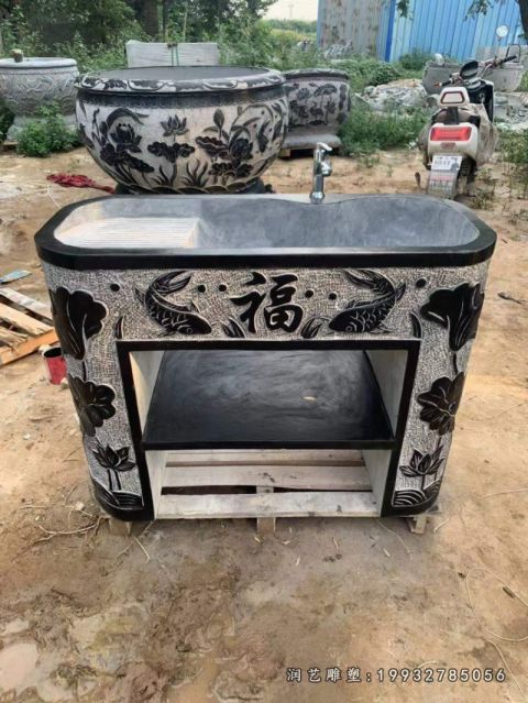 景区流水盆石雕