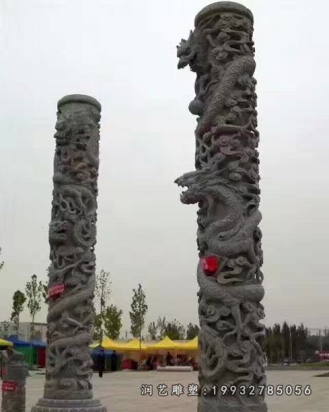 小区景观龙柱石雕