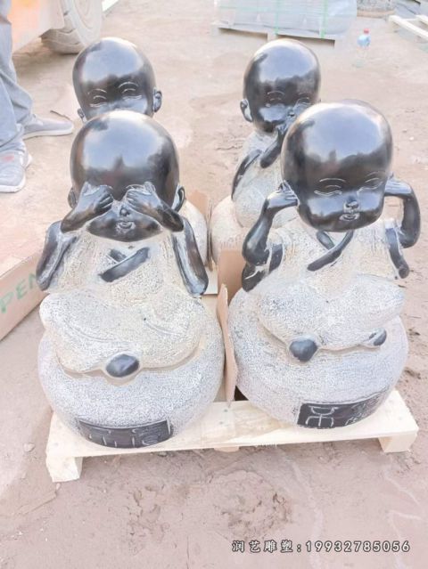 小区小和尚人物石雕
