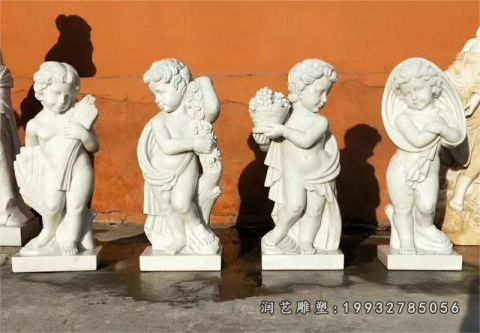 小区人物天使石雕