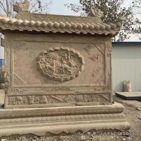 公司景观影壁石雕