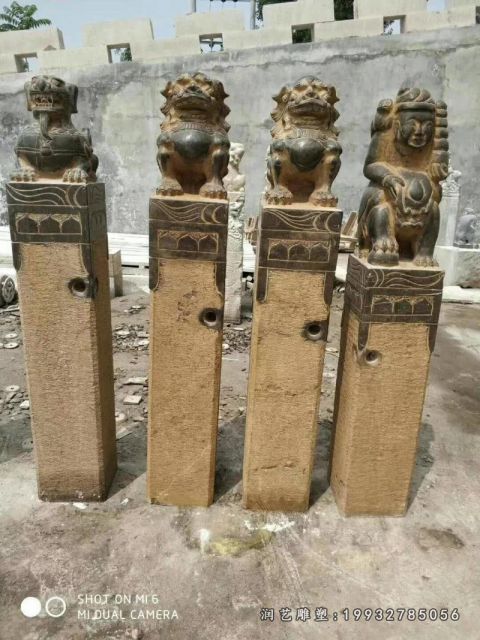 商场景观拴马桩石雕